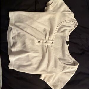 White Button-Up Ribbed Women's Top